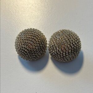 Vintage dome jeweled earrings about 1” long , clip, by Roxanne Assoulin